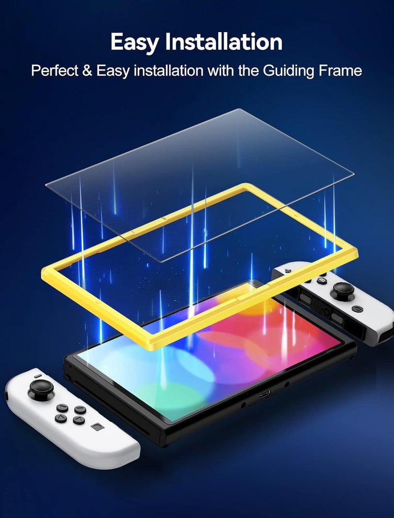 ivoler 2-Pack Screen Protector Matte Tempered Glass for Nintendo Switch OLED Model, Matte Anti Glare Protector with [Alignment Frame] Anti-Scratch Full Coverage Guard for Nintendo Switch Model 7'' - Image 5